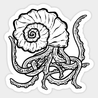 Octopus Conch Seashell Tentacle Cartoon Illustration Sticker
